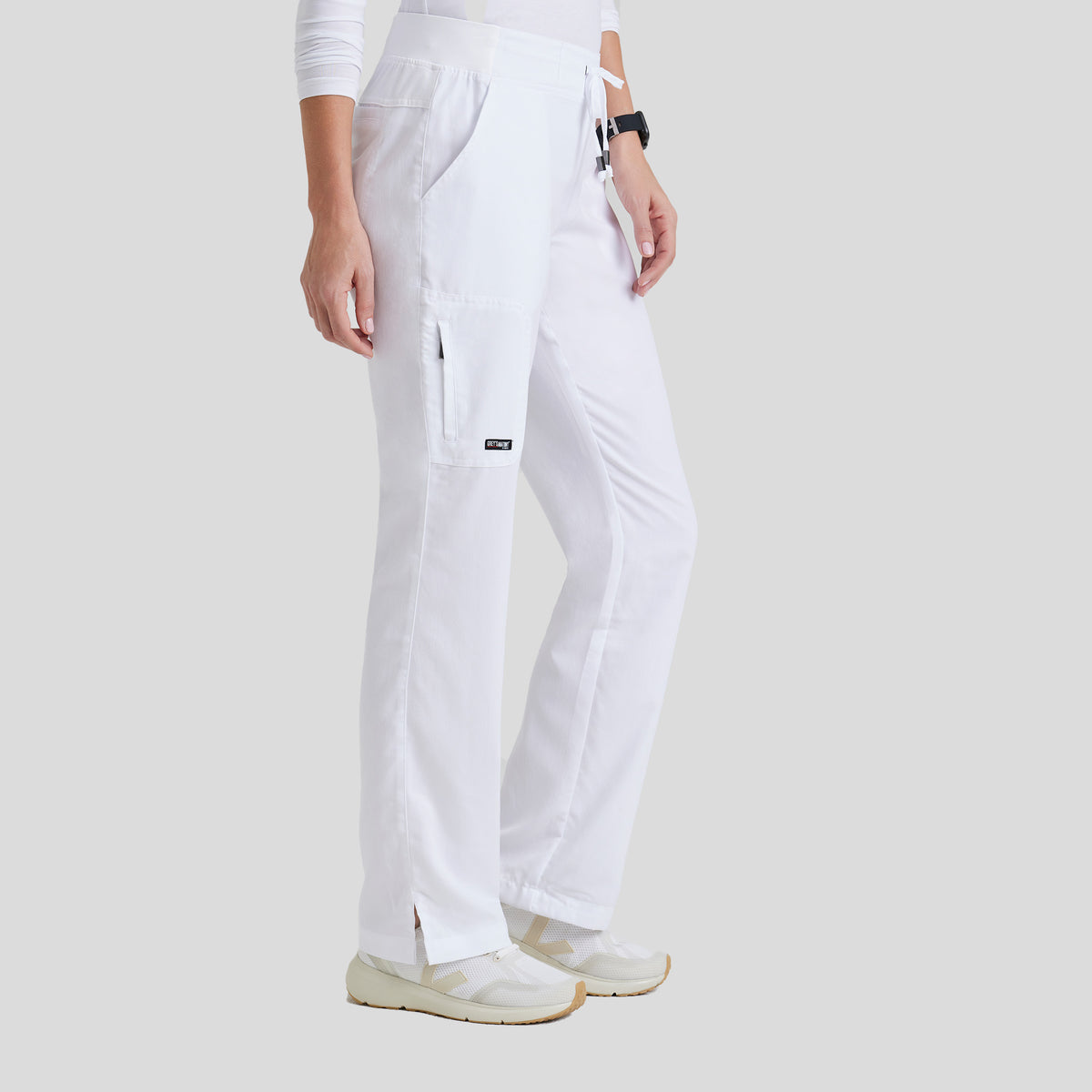 Mia 6-Pocket Low-Rise Straight Leg Scrub Pant | White