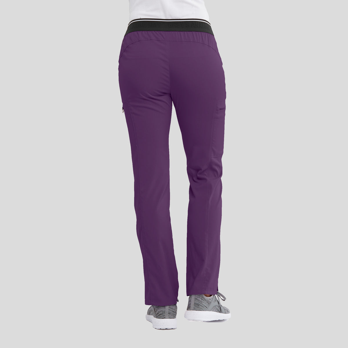 Kim 3-Pocket Mid-Rise Straight Leg Scrub Pant | Eggplant