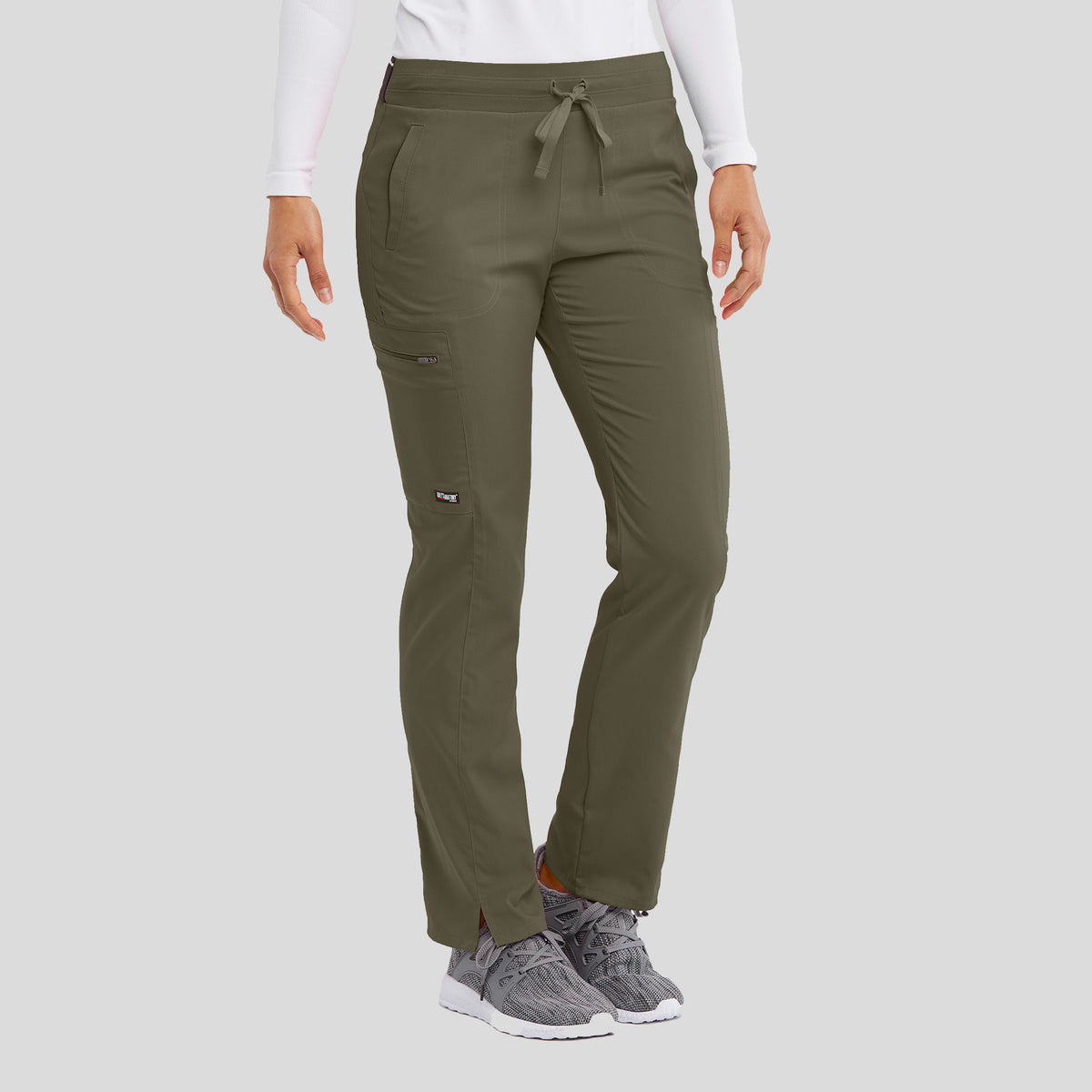Kim 3-Pocket Mid-Rise Straight Leg Scrub Pant | Olive