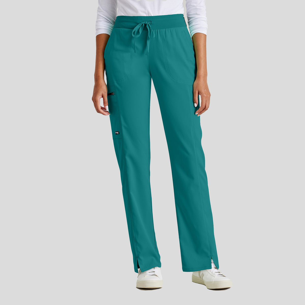 Kim 3-Pocket Mid-Rise Straight Leg Scrub Pant | Teal