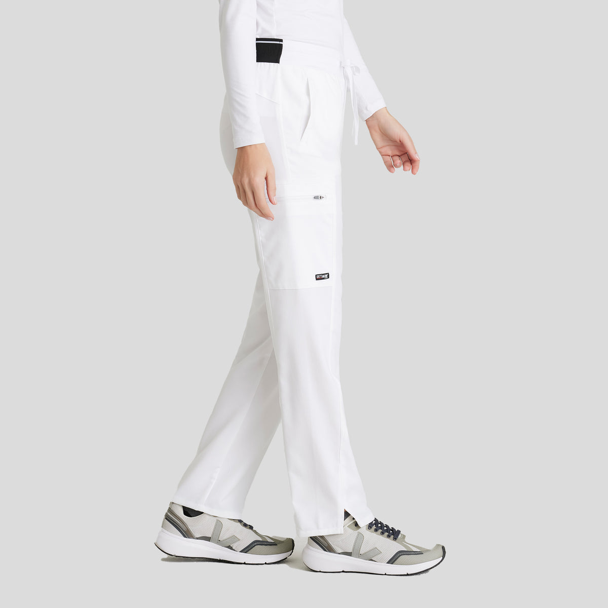 Kim 3-Pocket Mid-Rise Straight Leg Scrub Pant | White