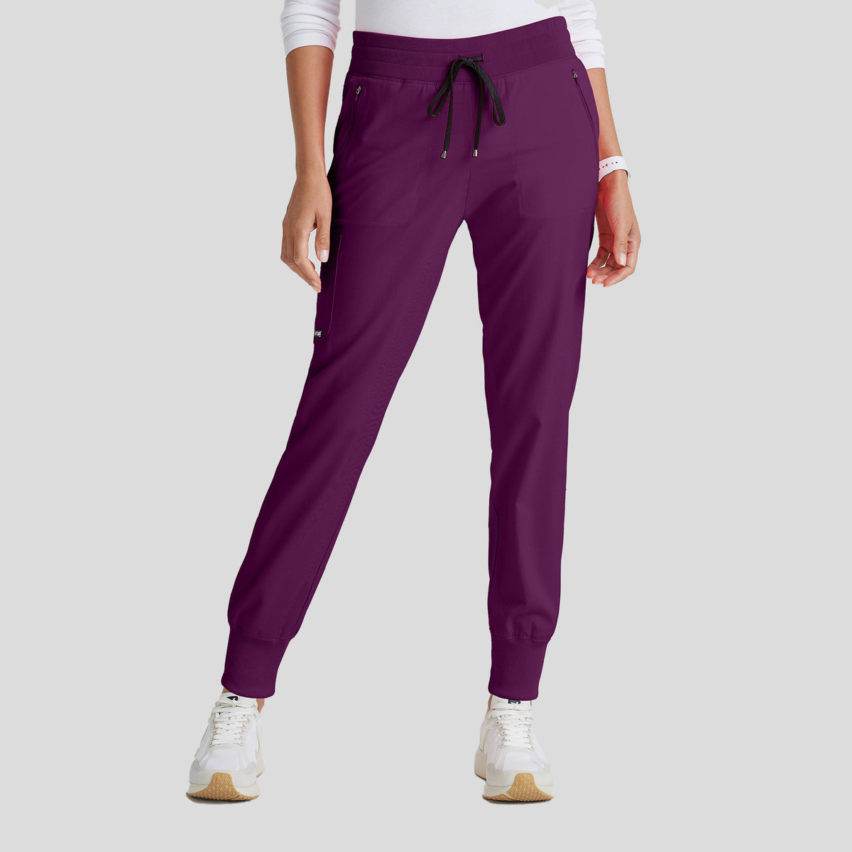 Eden 5-Pocket Mid-Rise Jogger Scrub Pant | Wine