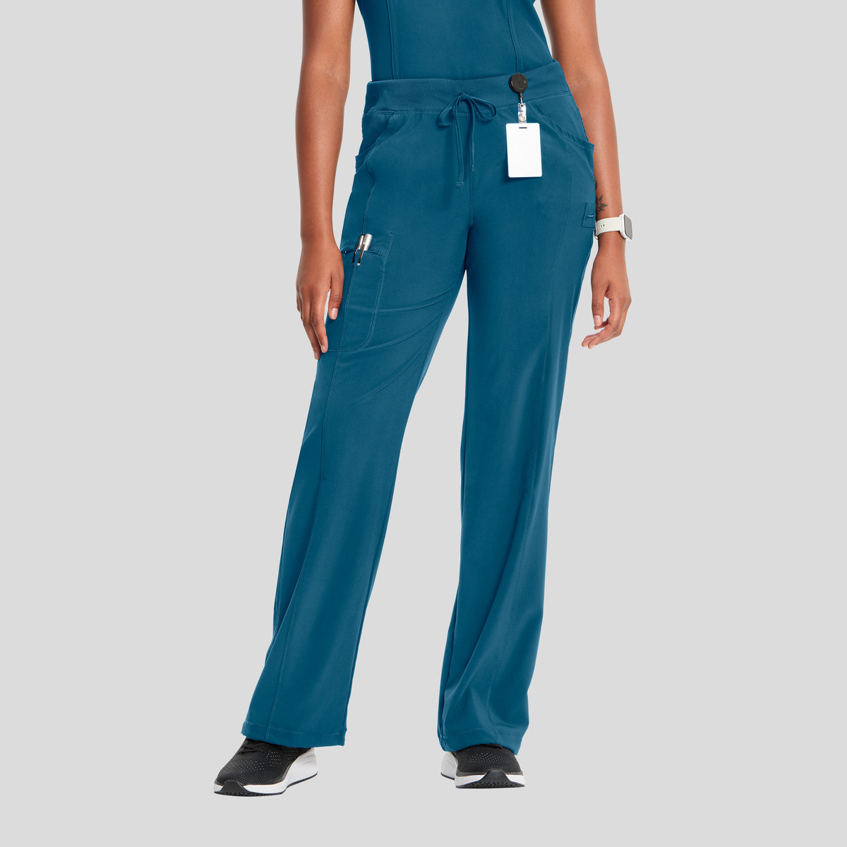 Rib Knit Drawstring Waist Scrub Pant | Caribbean