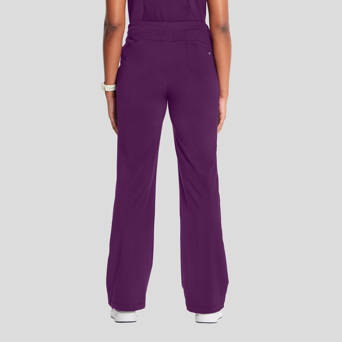 Rib Knit Drawstring Waist Scrub Pant | Eggplant