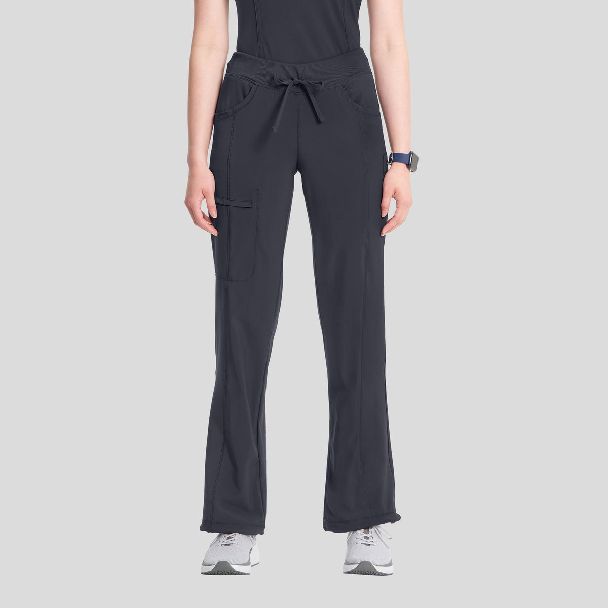 Rib Knit Drawstring Waist Scrub Pant | Pewter