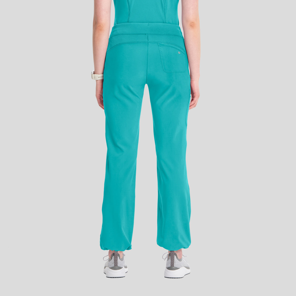 Rib Knit Drawstring Waist Scrub Pant | Teal