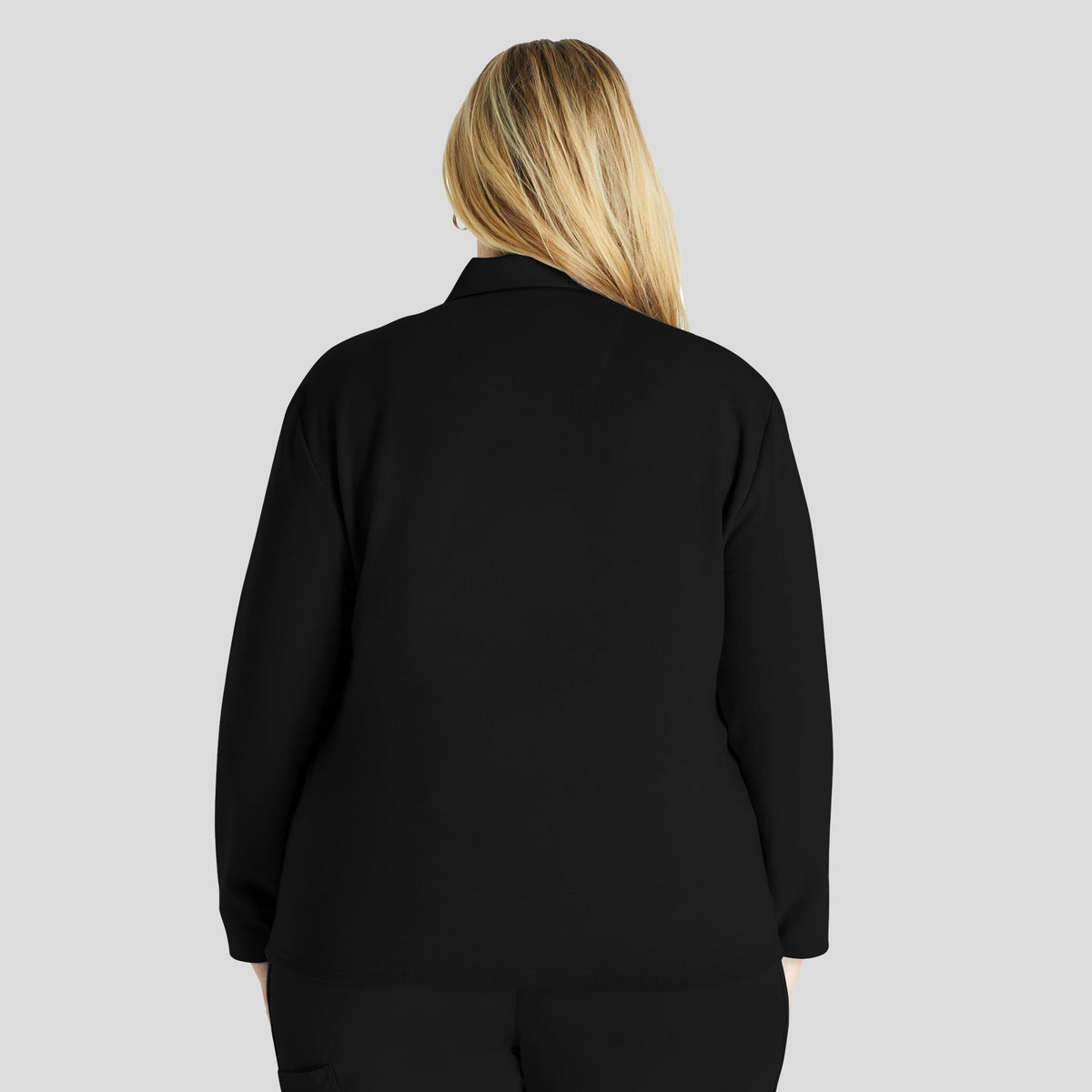Women's Zip Front Fleece Scrub Jacket | Black