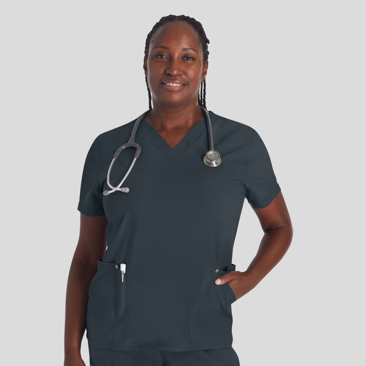 Women's V-Neck Scrub Top | Pewter