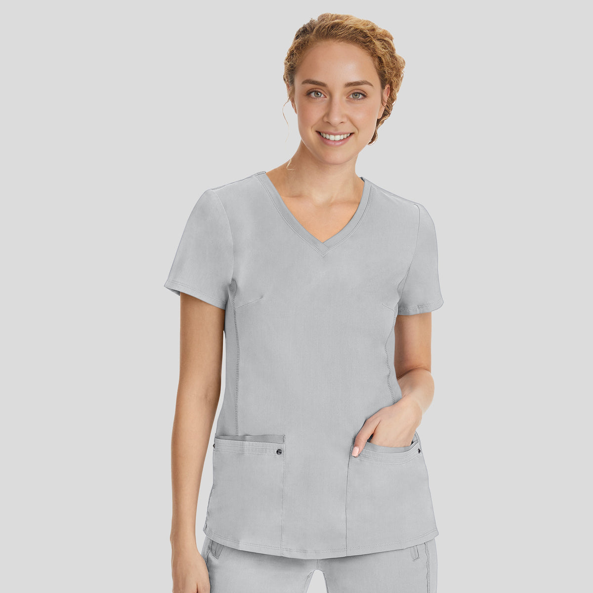 Juliet V-Neck Yoga Scrub Top | Grey