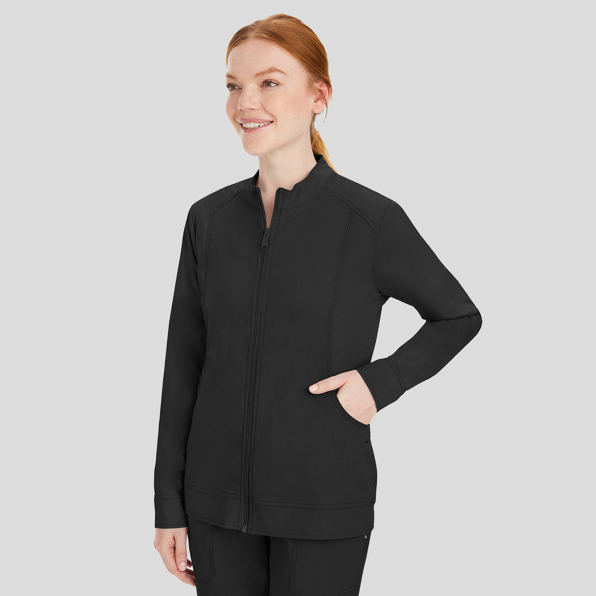 Dakota Zip Front Scrub Jacket | Black