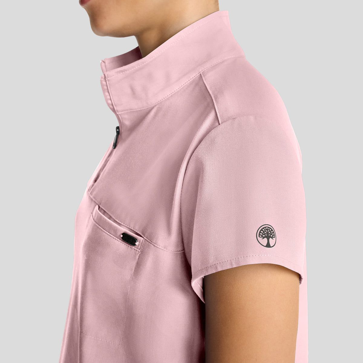 Women's Bella Quarter Zip Scrub Top | Pink Pearl