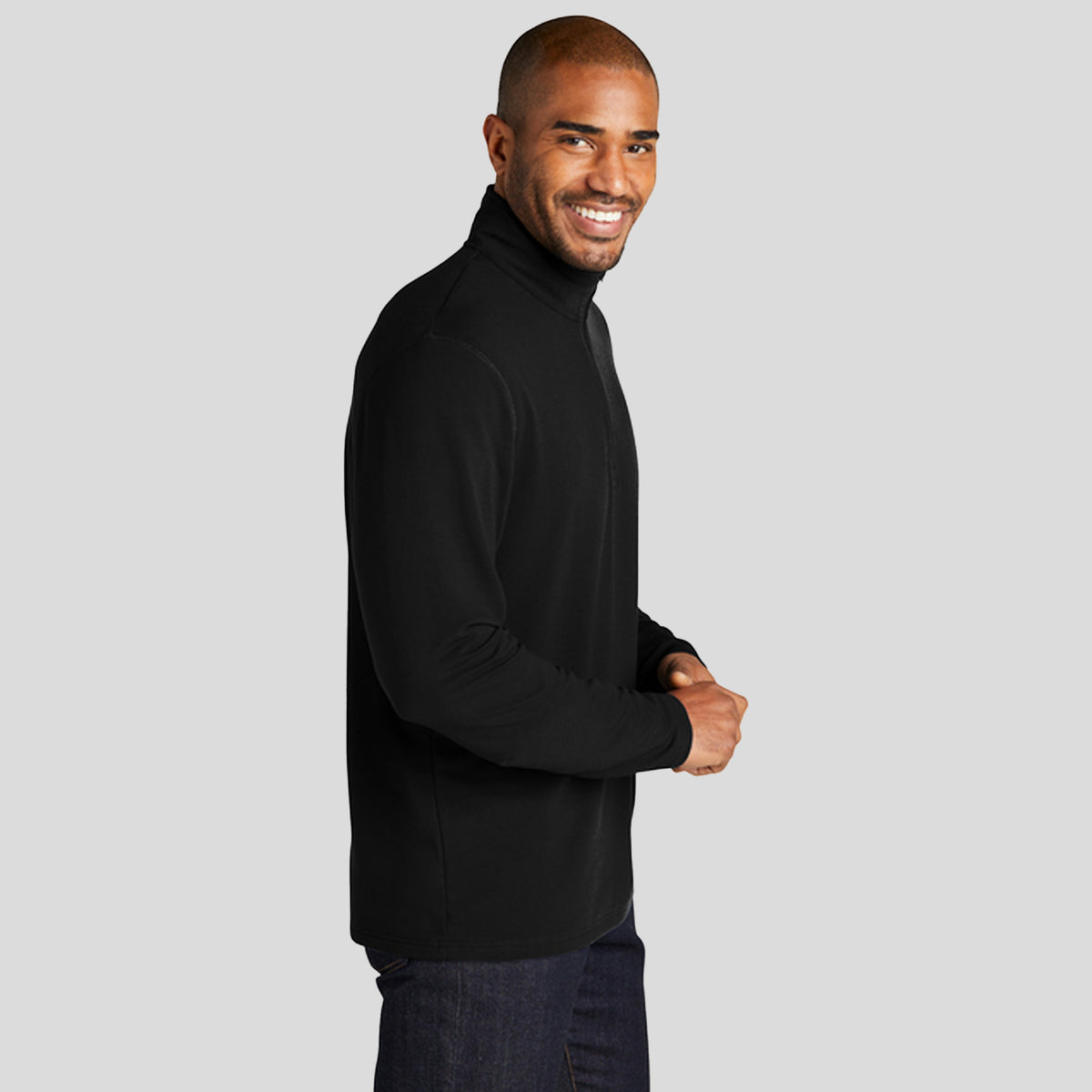 Microterry 1/4-Zip Pullover | Deep Black