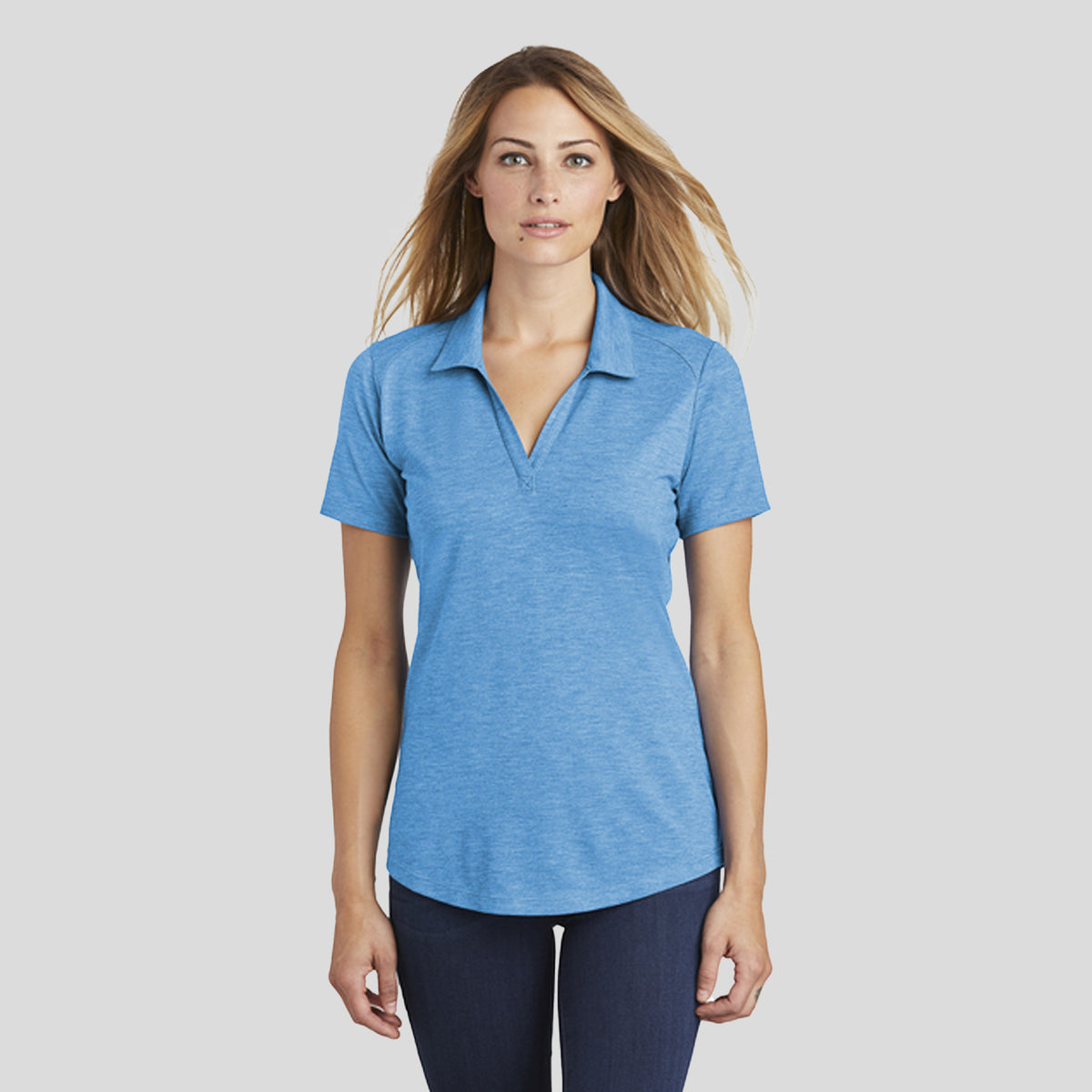 Women's PosiCharge ® Tri-Blend Wicking Polo | Pond Blue Heather