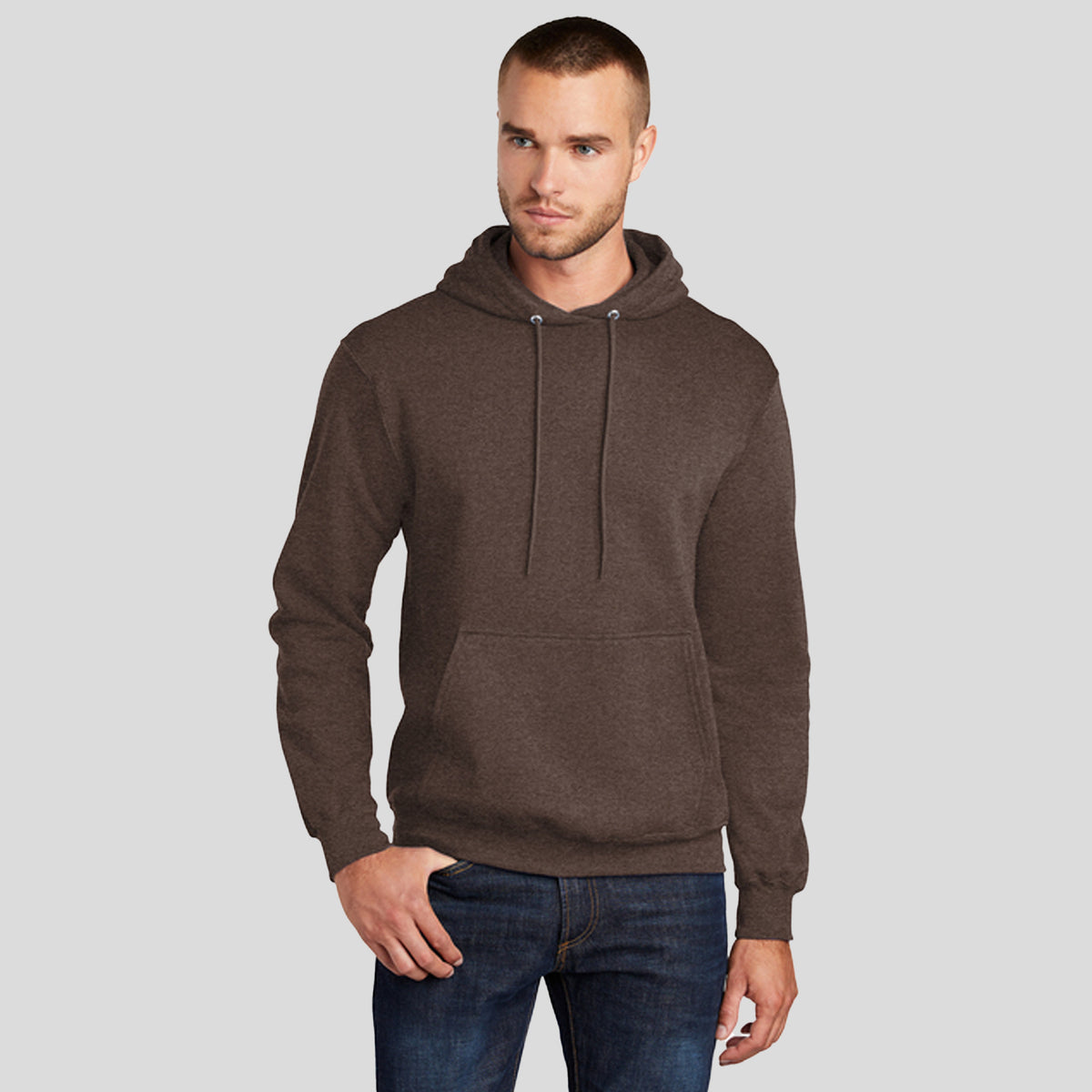 Core Fleece Pullover Hooded Sweatshirt | Heather Dark Chocolate Brown