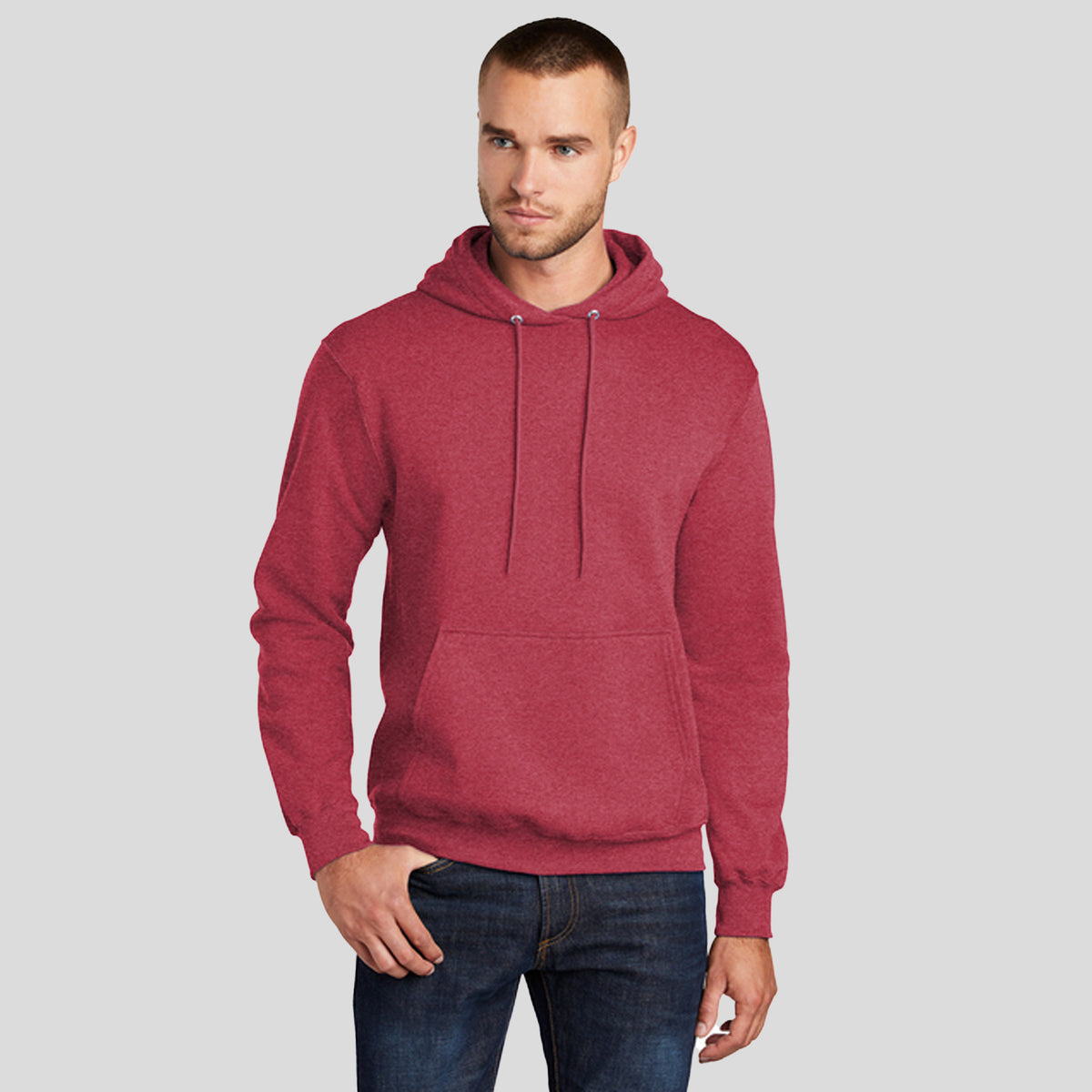 Core Fleece Pullover Hooded Sweatshirt | Heather Red