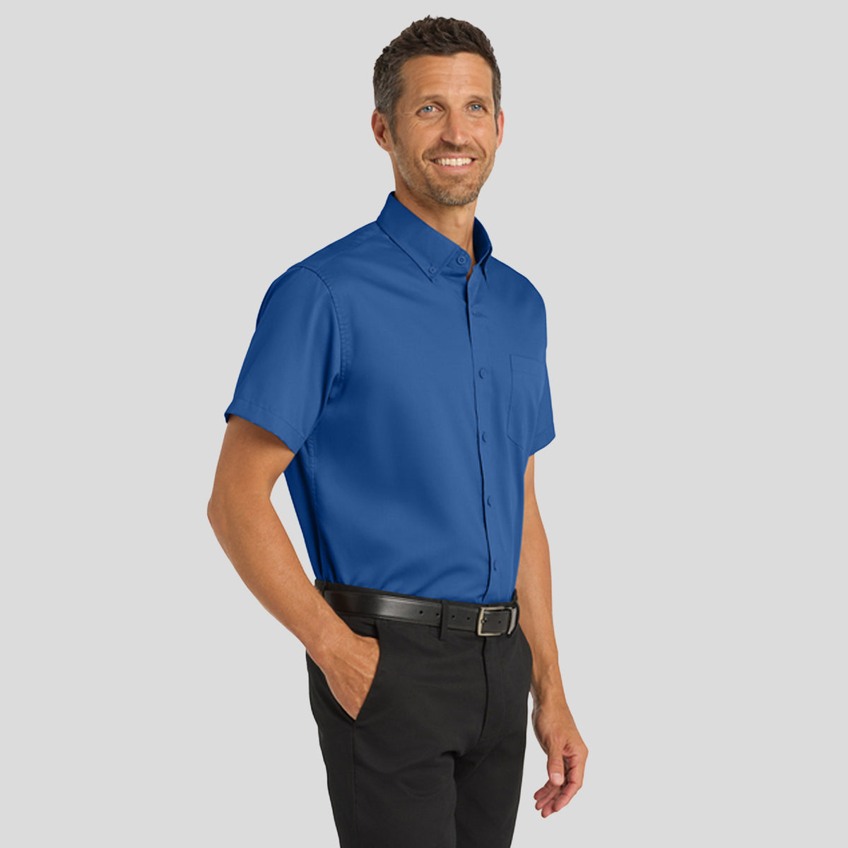Men's Short Sleeve SuperProβ’ Twill Shirt | True Blue
