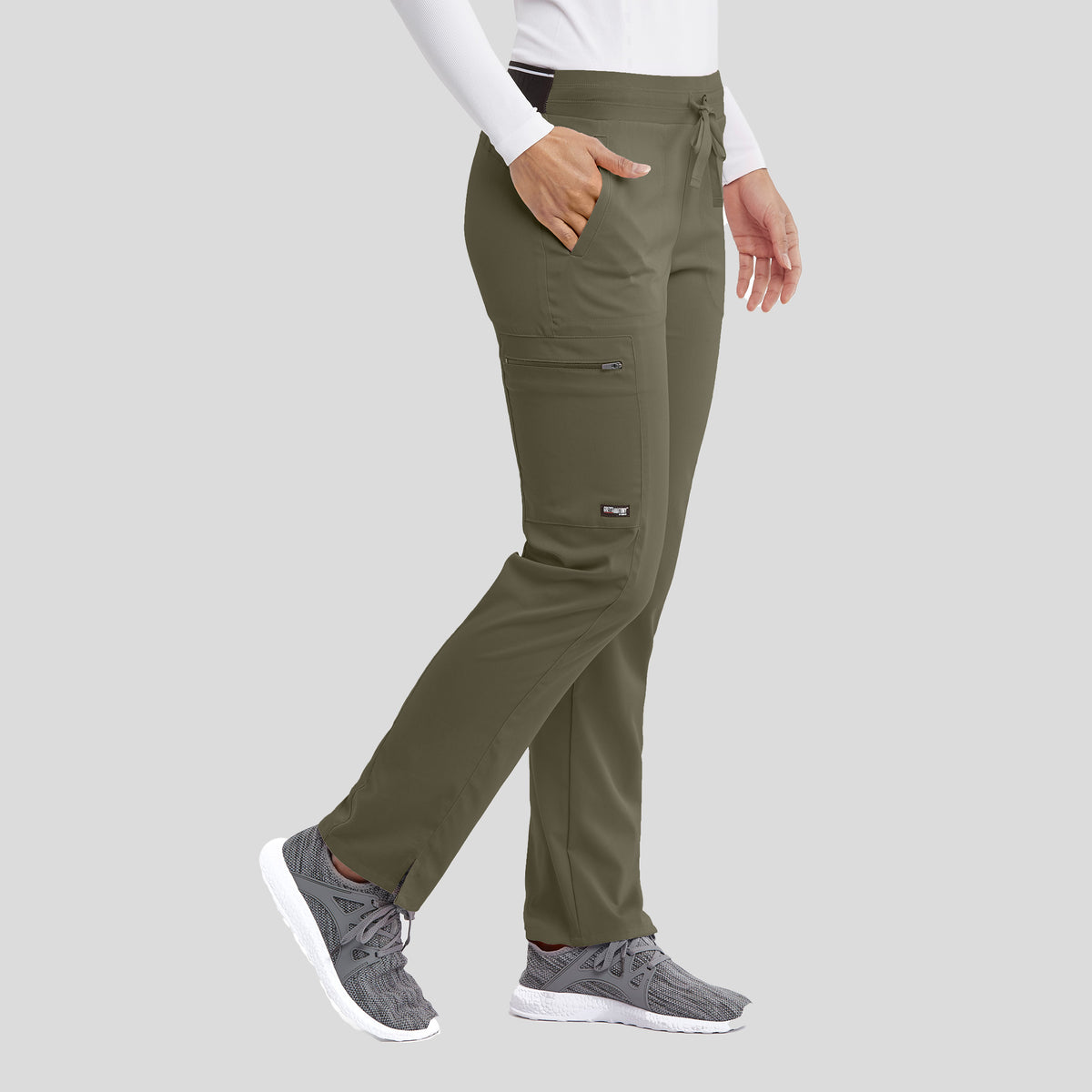 Kim 3-Pocket Mid-Rise Straight Leg Scrub Pant | Olive