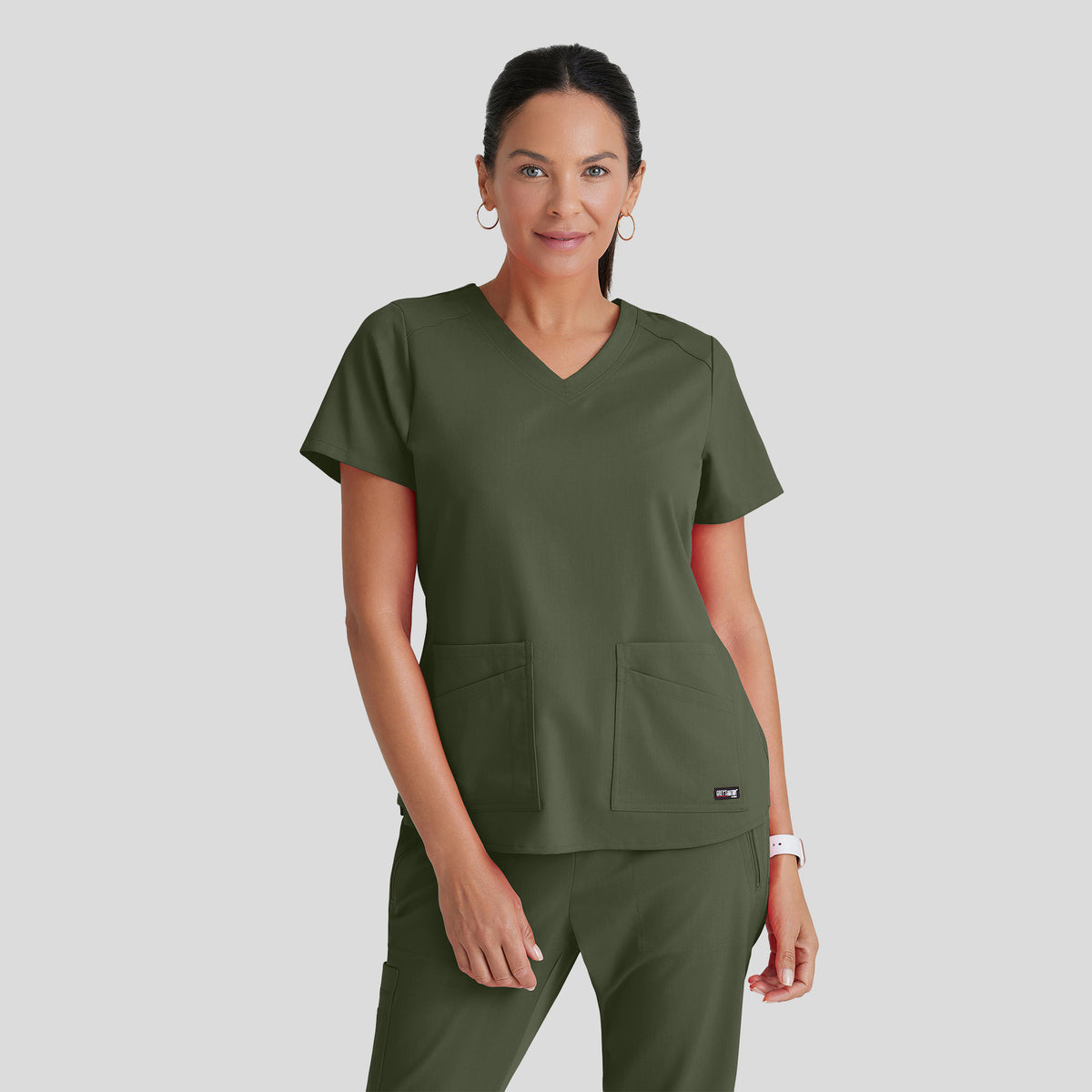 Emma 4-Pocket V-Neck Scrub Top | Olive
