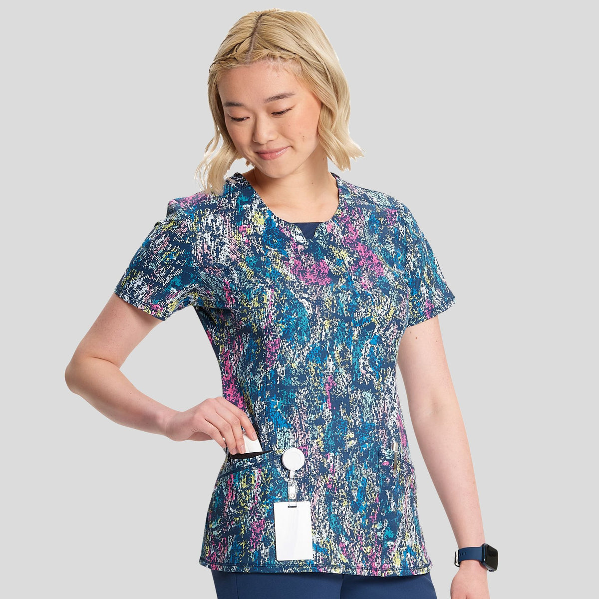 Colorful Distress Print Top