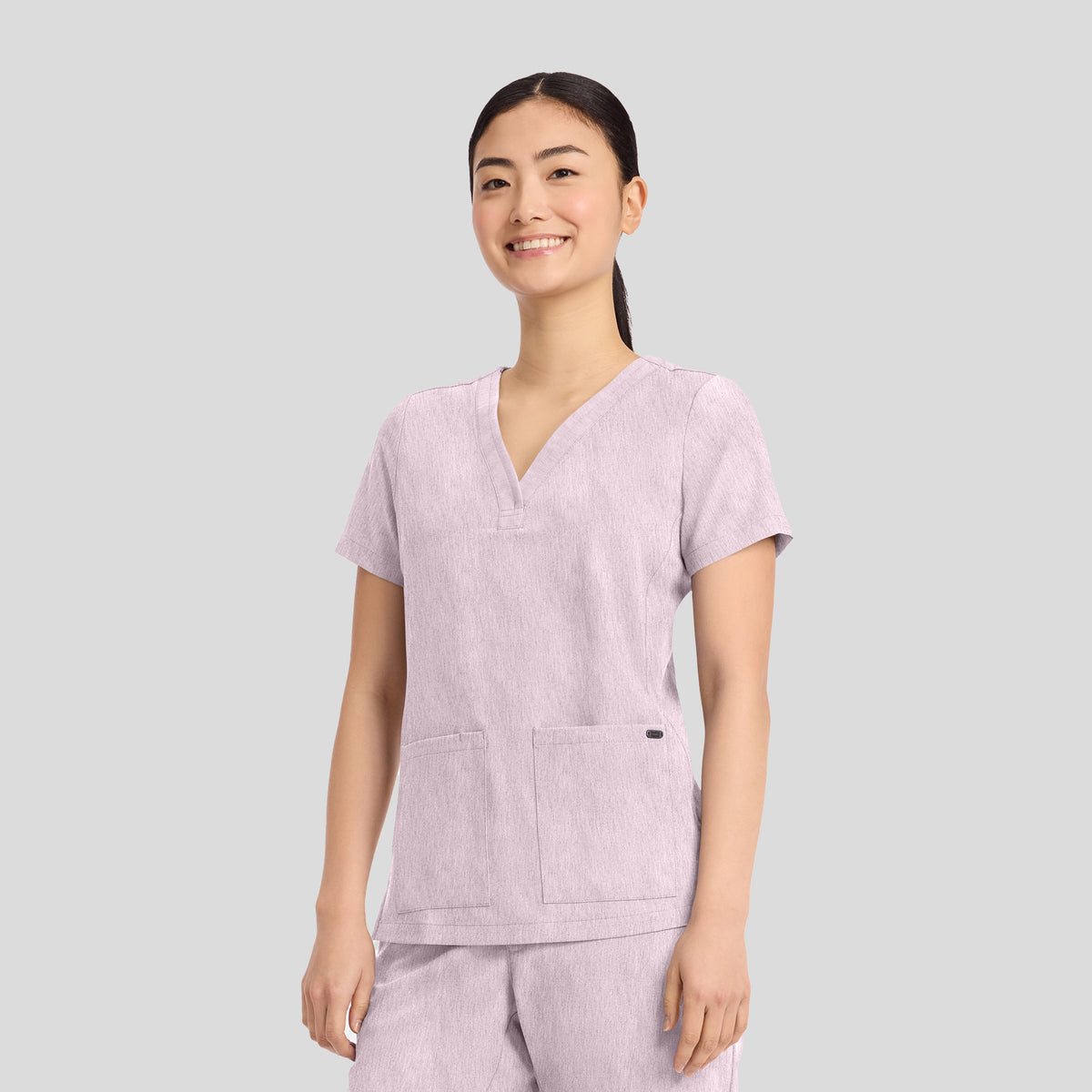 Women's Briana Y-Neck Scrub Top | Pink Pearl