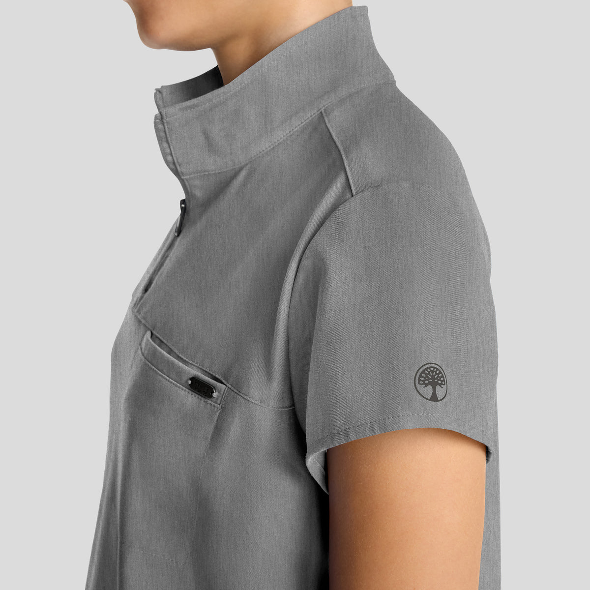 Women's Bella Quarter Zip Scrub Top | Heather Ash