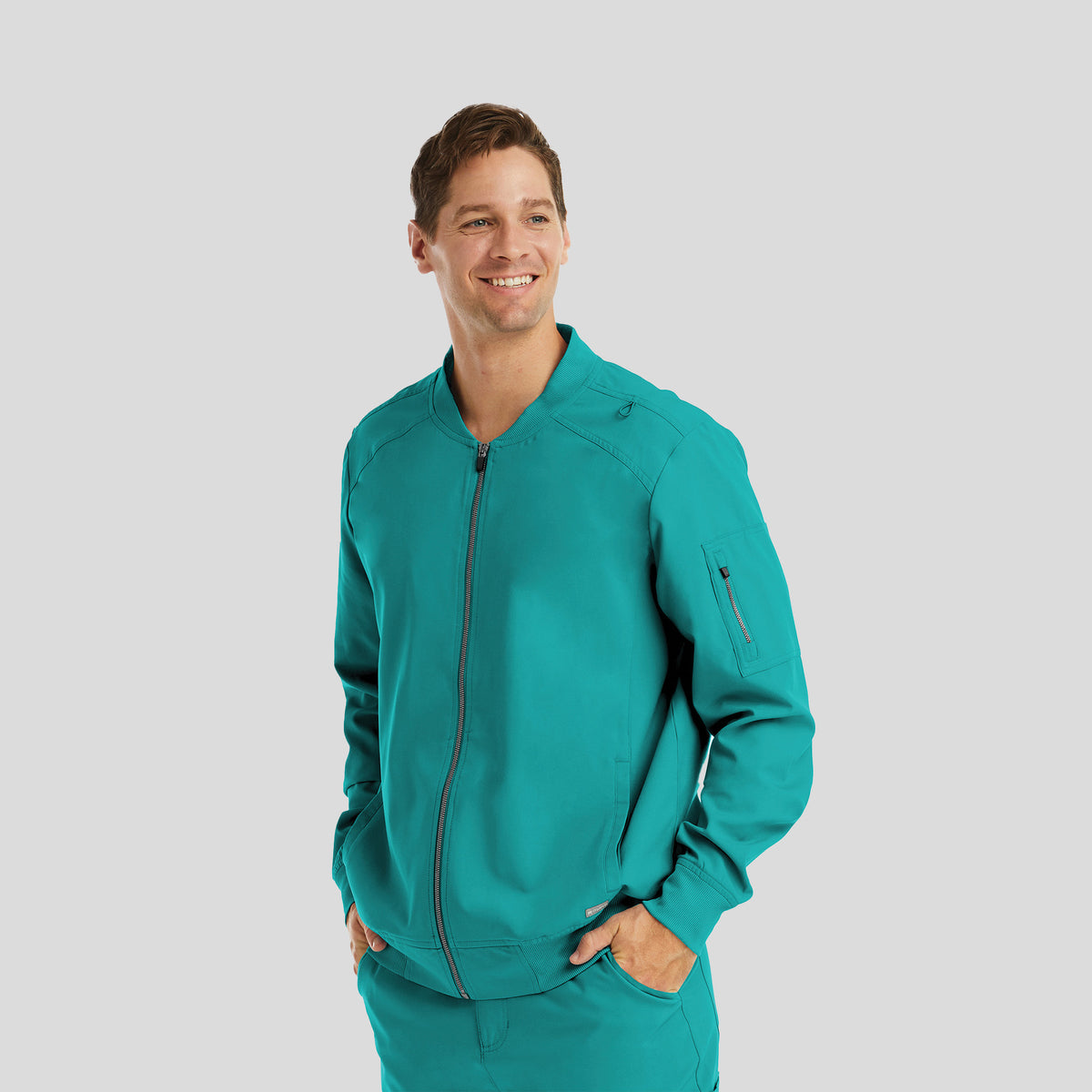 Men’s Full Zip Bomber Jacket | Teal