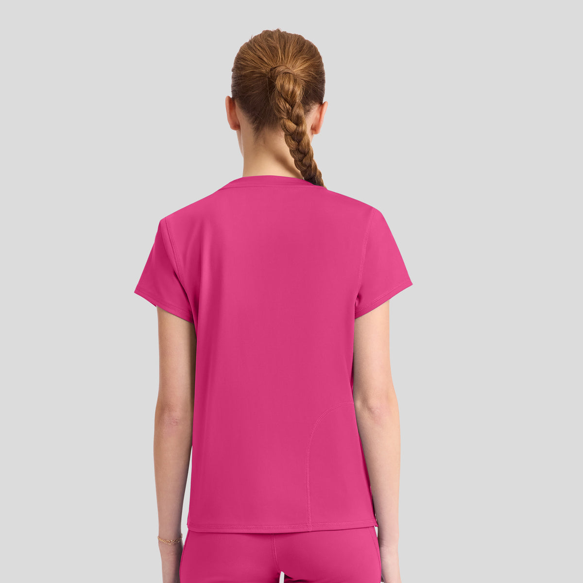 2-Pocket STRETCH Crew Neck Scrub Top | Pink Power