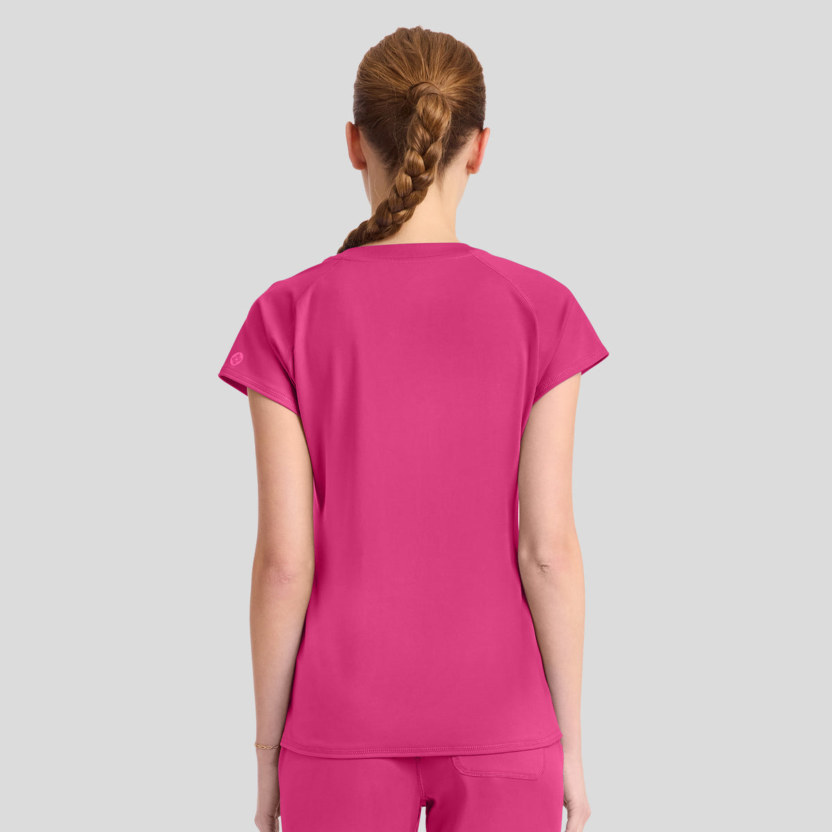 3-Pocket STRETCH V-Neck Scrub Top | Pink Power