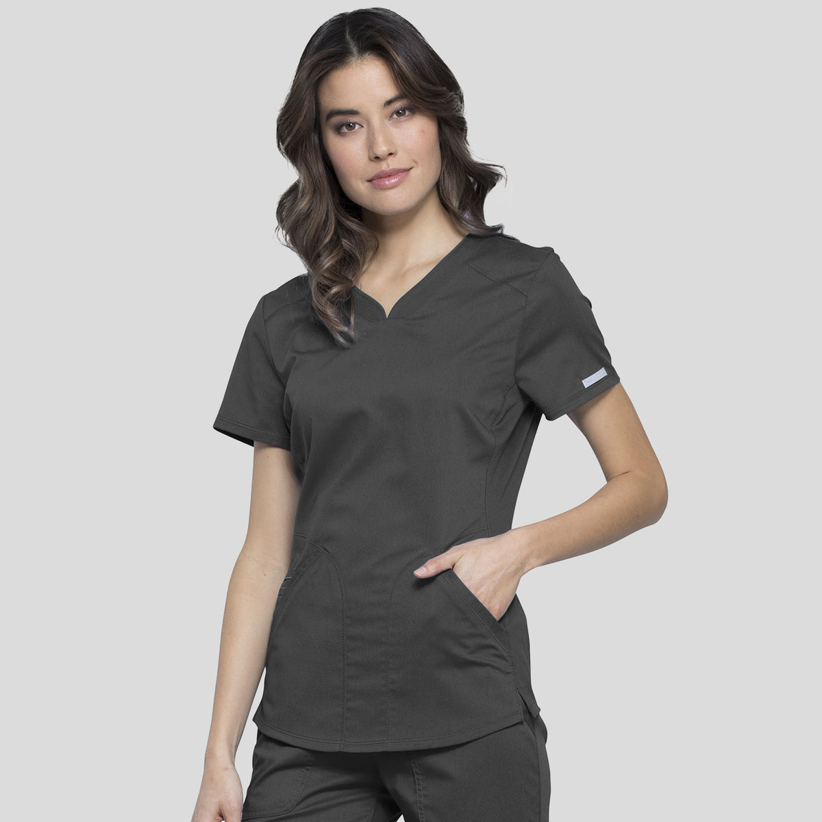 2-Pocket Sweetheart V-Neck | Pewter
