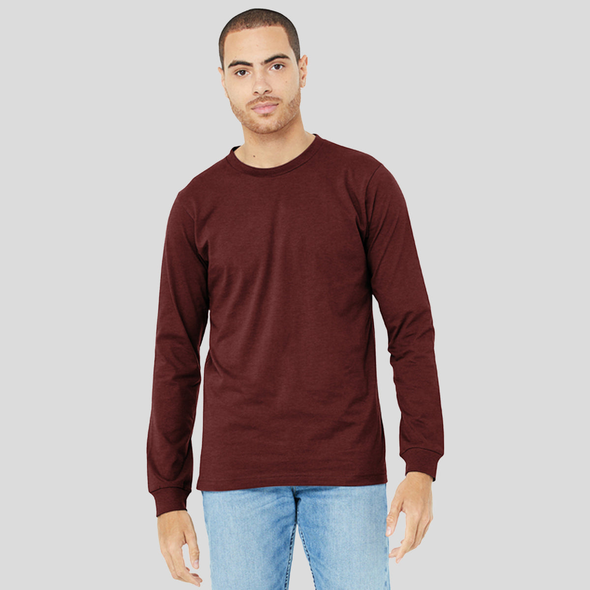 Unisex Heather CVC Long Sleeve Tee | Heather Cardinal