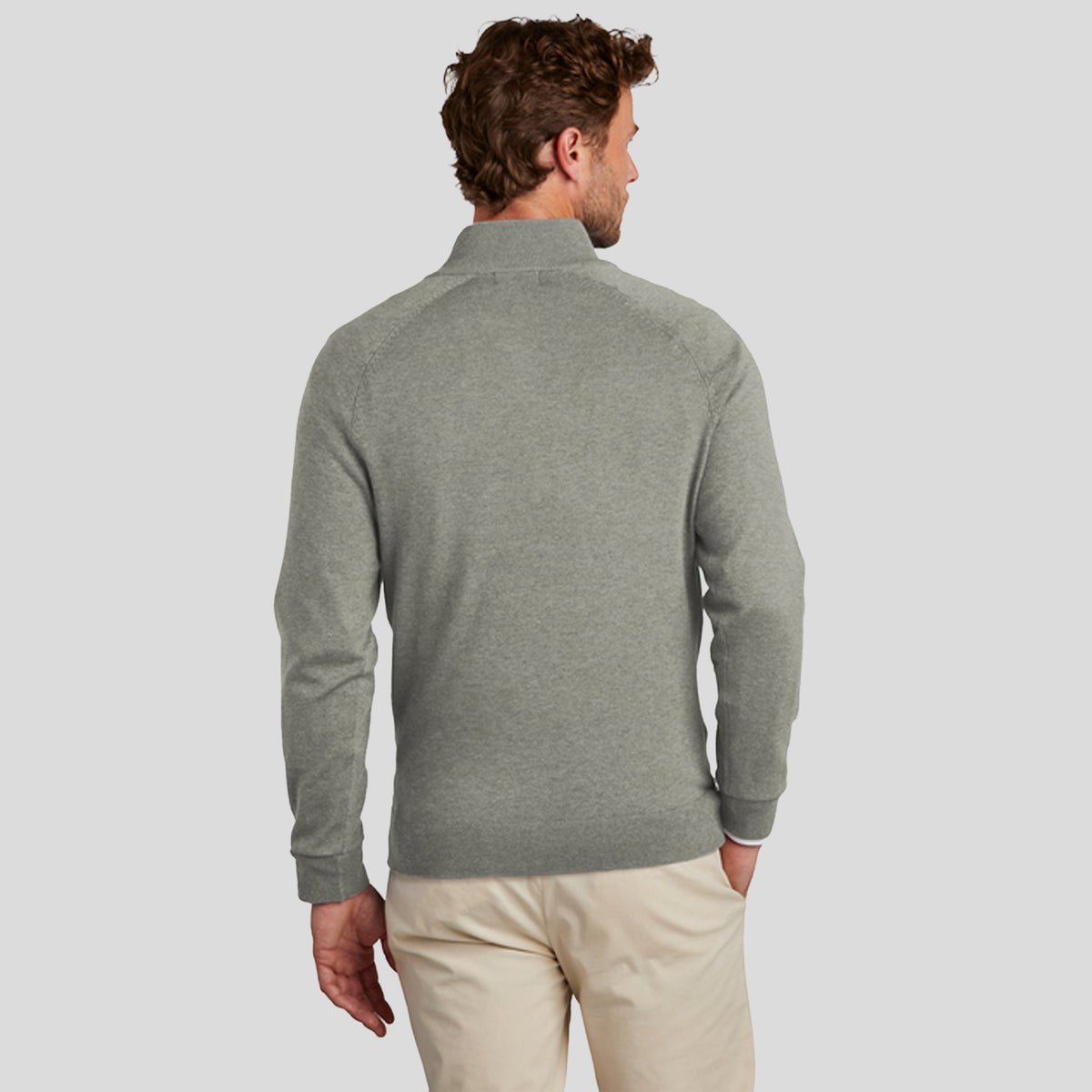 Men's Cotton Stretch 1/4-Zip Sweater | Light Shadow Grey Heather