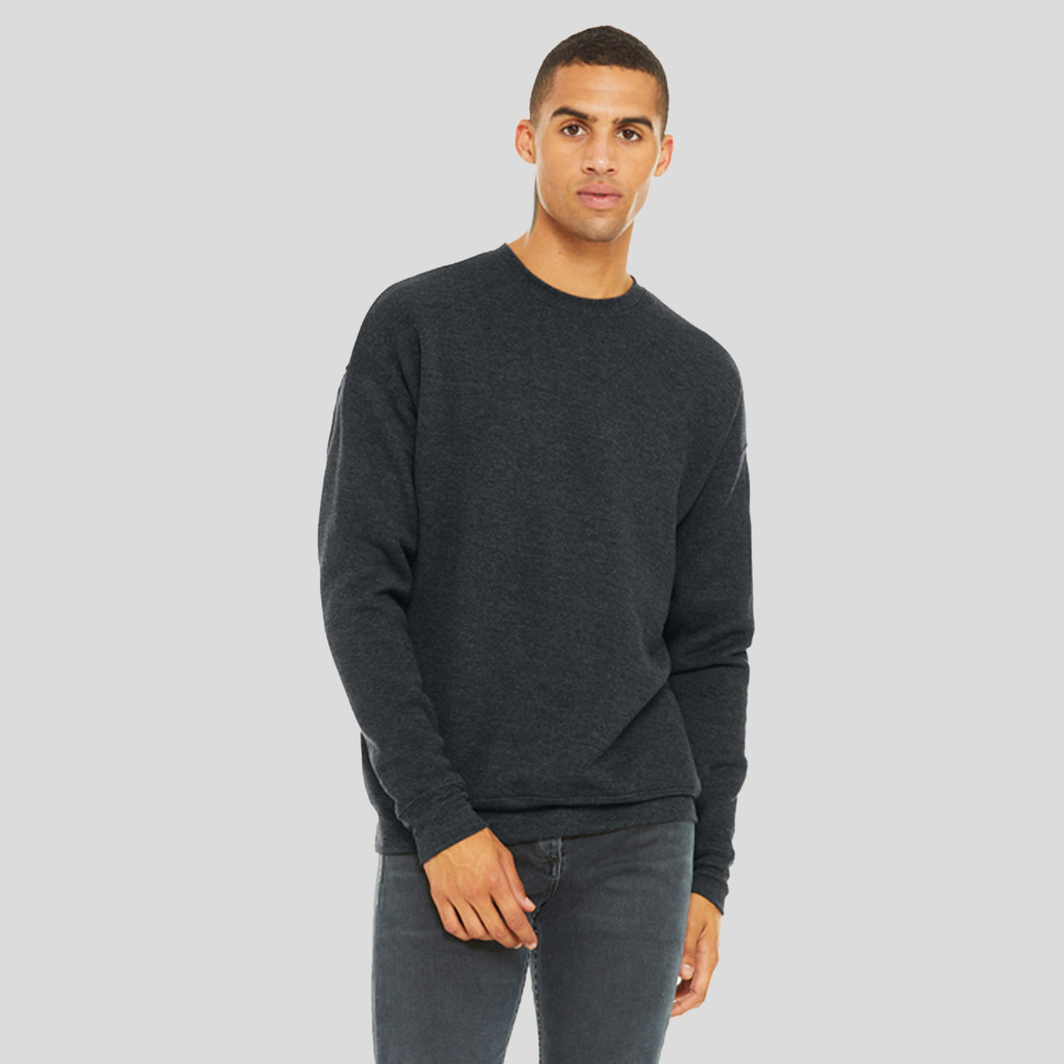 Unisex Sponge Fleece Drop Shoulder Sweatshirt | Dark Grey Heather