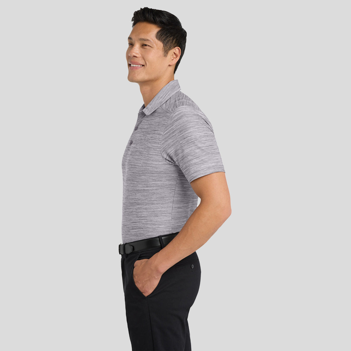 Stretch Heather Polo | Graphite/White