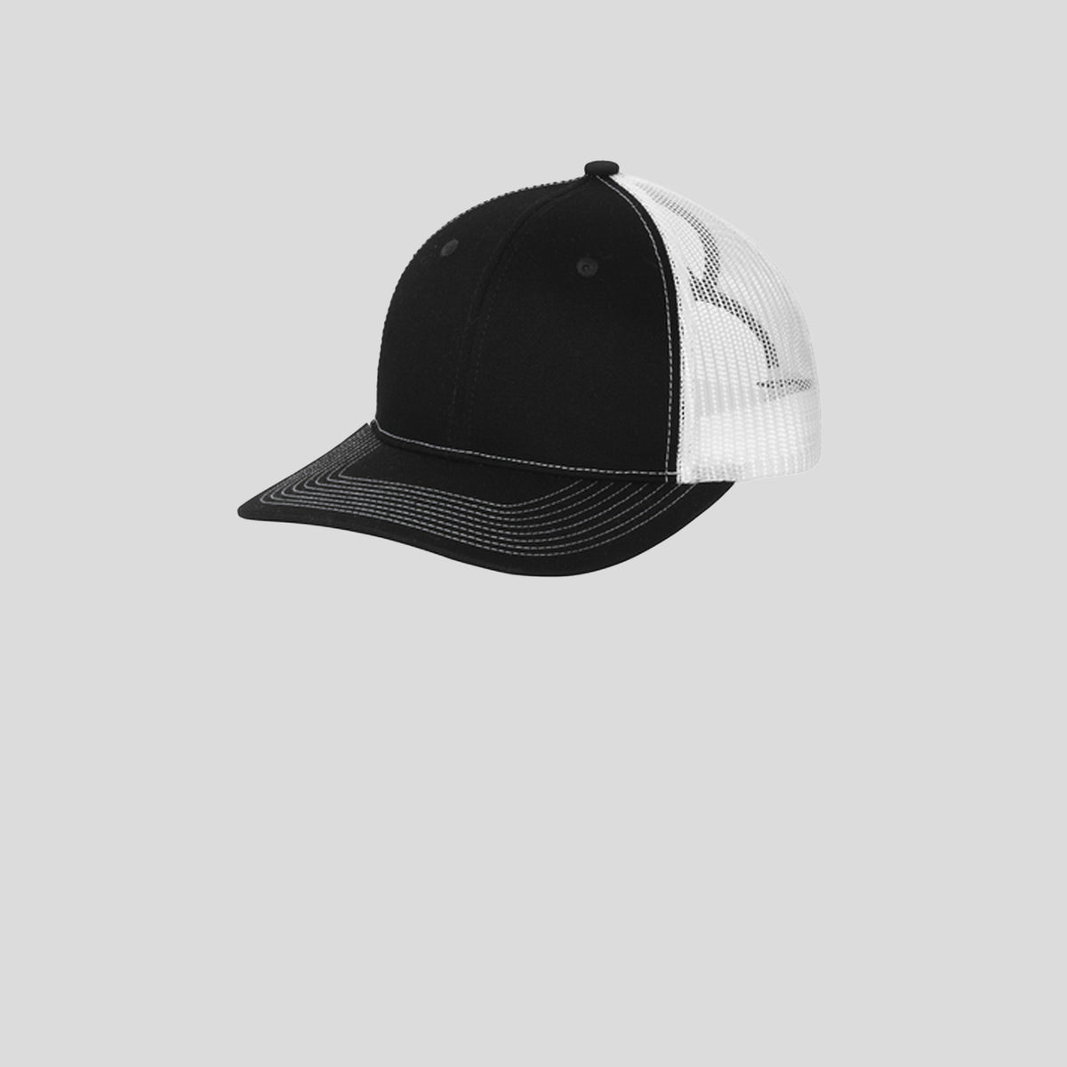 Snapback Ponytail Trucker Cap | Black/White