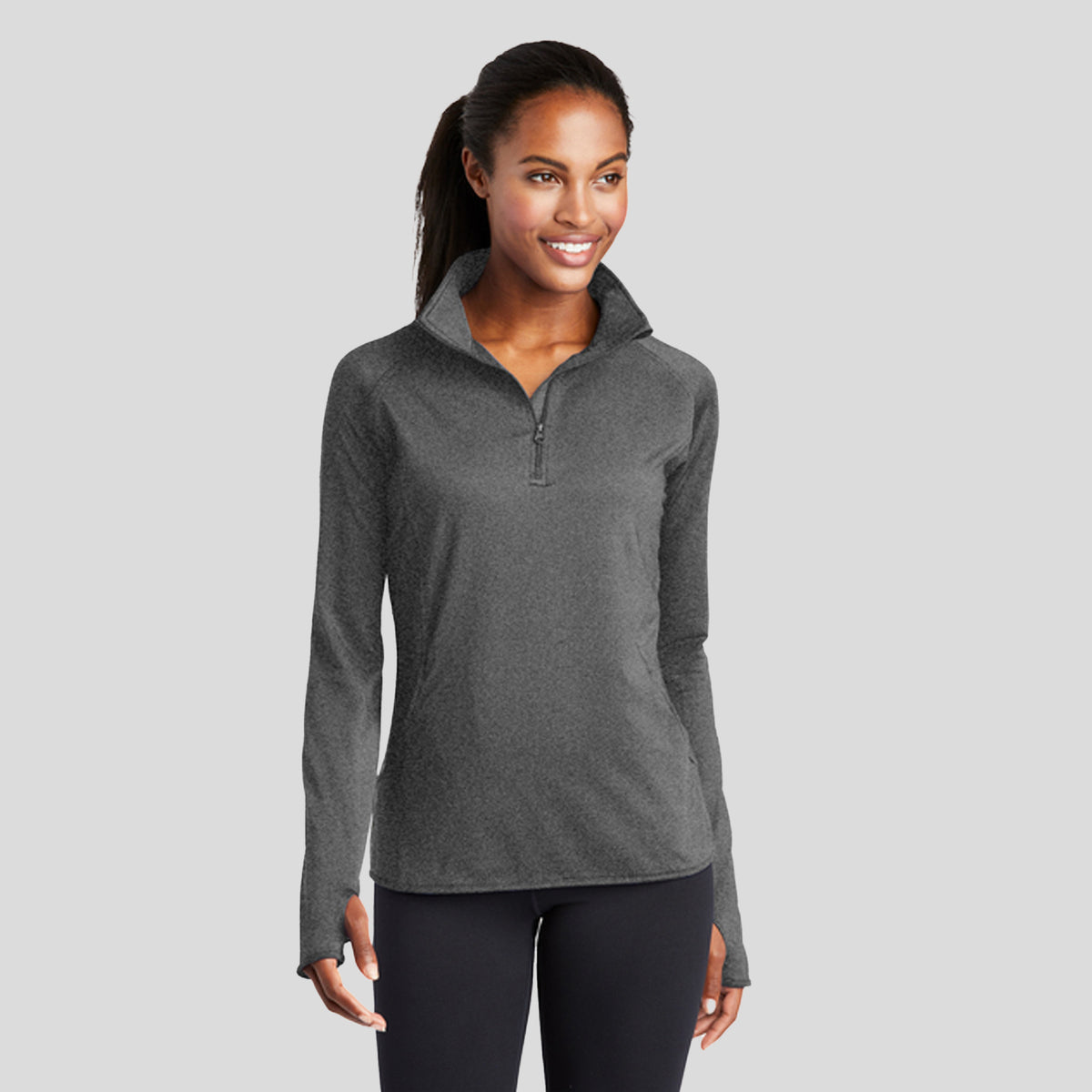 Women's Sport-Wick® Stretch 1/4-Zip Pullover | Charcoal Grey Heather
